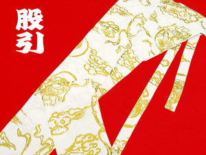 義若オリジナル股引き　金彩・風神雷神（白金）